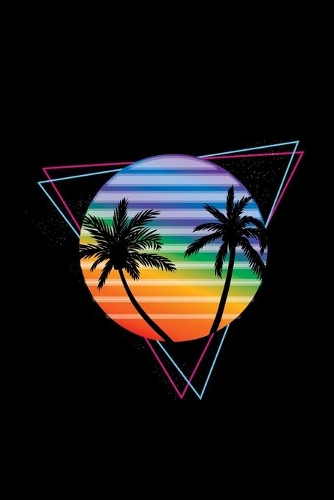 Retrowave Synthwave Palm Sunset: college rule lined blank 6" x 9" journal, notebook or diary, 120 pages