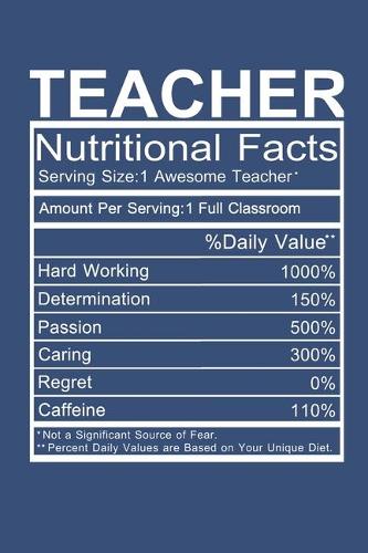 Teacher Nutrition Facts: Funny Novelty Notebook/Journal For Teachers: A 6 x 9 Blank Lined Notebook/Journal With 120 Blank Lined Pages