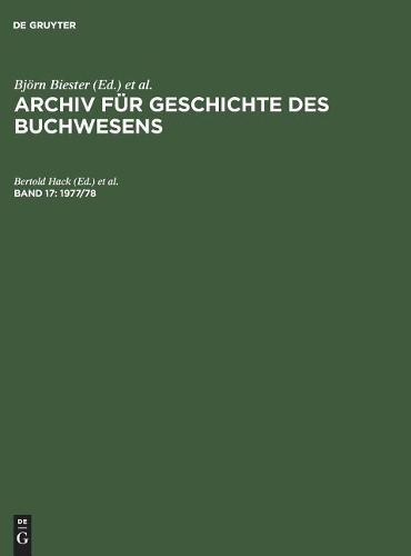 Archiv für Geschichte des Buchwesens, Band 17, 1977/78