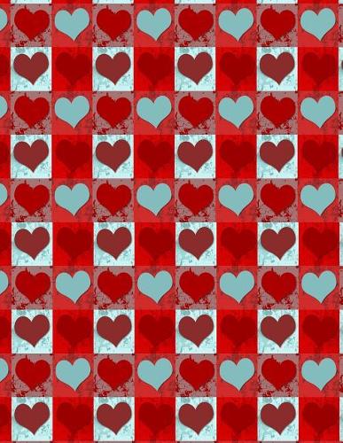 Blank Book Journal: Multi Red Heart Pattern Cover Notebook: 8.5 x 11 size, 120 gray lined pages, WIDE Ruled!(English)