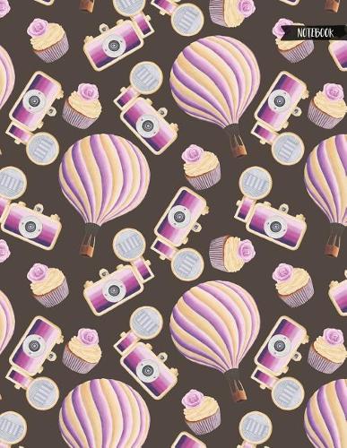 Notebook: Pink Hot Air Balloons And Camera Travel Journal for Girls and Women - 8.5x11 Large Lined Diary for Writing Journaling School or Work