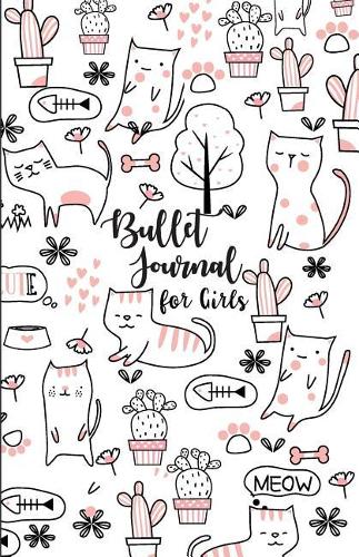 Bullet Journal for Girl: Cover Cactus Cat Cute Bullet Journal Notebook Dotted Sketch Book Diary Dot Grid Pages, for Women and Girl Minimalist Planner Perfect Bound Softcover