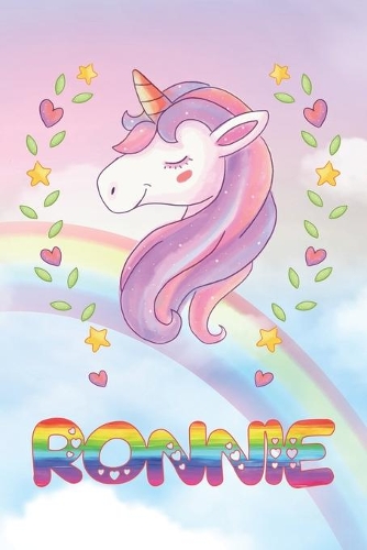 Ronnie: Ronnie Unicorn Notebook Rainbow Journal 6x9 Personalized Customized Gift For Someones Surname Or First Name is Ronnie