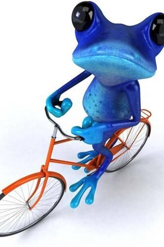 Blue Frog on a Bike