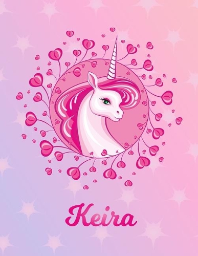 Keira: Unicorn Large Blank Primary Sketchbook Paper - Pink Purple Magical Horse Personalized Letter K Initial Custom First Name Cover - Drawing Sketch Book