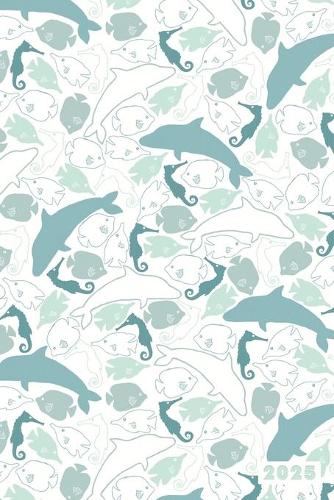 2025: Dolphin Seahorse Angelfish Pattern Weekly Calendar Planner Organizer