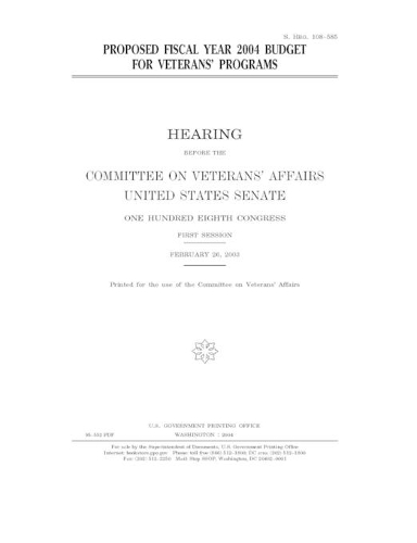 Proposed fiscal year 2004 budget for veterans' programs