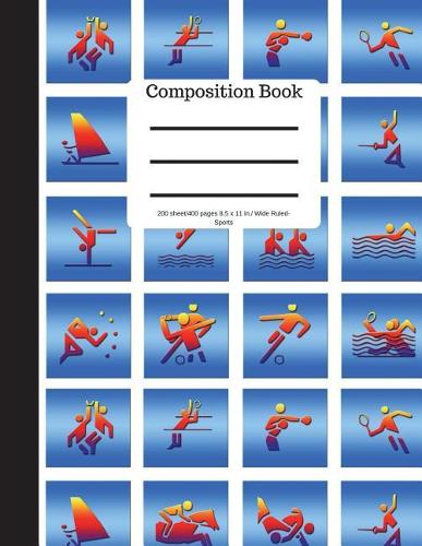 Composition Book 200 Sheet/400 Pages 8.5 X 11 In.-Wide Ruled Colorful Sports
