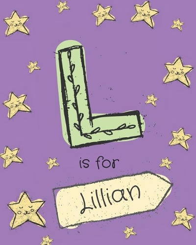 L is for Lillian: Lillian cutest personalized girls journal notebook. Attractive cute girly notebook design with cartoon night stars theme. Letter L initial monogram.
