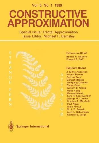 Constructive Approximation: Special Issue: Fractal Approximation(Constructive Approximation)
