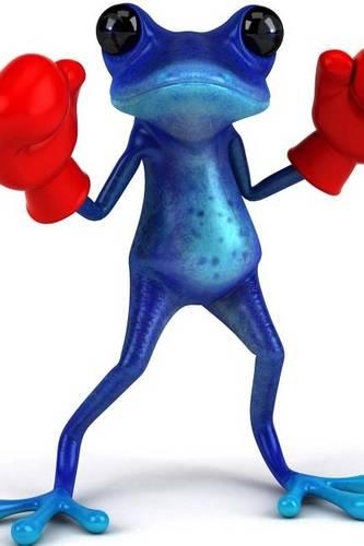 Blue Frog with Red Boxing Gloves