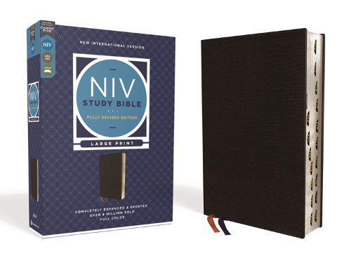 NIV Study Bible, Fully Revised Edition, Large Print, Bonded Leather, Black, Red Letter, Thumb Indexed, Comfort Print: (NIV Study Bible, Fully Revised Edition)