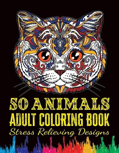 50 Animals Adult Coloring Book