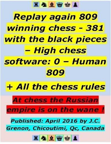 Replay 809 Winning Chess - 381 With the Black Pieces - High Chess Software : 0 - Human : 809 ; + All the Chess Rules
