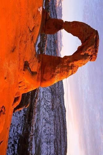 Winter View of the Delicate Arch in Arches National Park, Utah