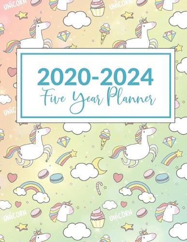 2020-2024 Five Year Planner: This Unicorn Hearts 5 Year planner, scheduler, organizer, features 8.5" X 11" size, with yearly, monthly, and daily overview with spot for to do lis