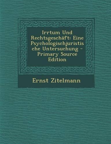 Irrtum Und Rechtsgeschaft