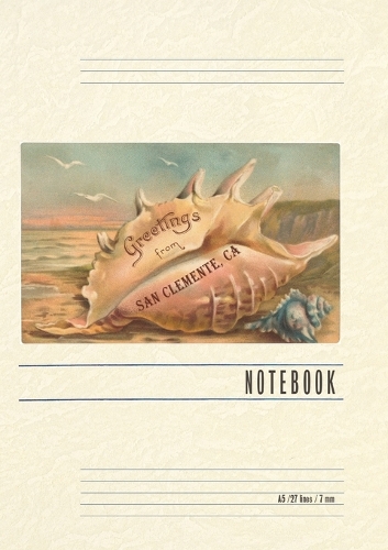 Vintage Lined Notebook Conch Shell Greetings from San Clemente