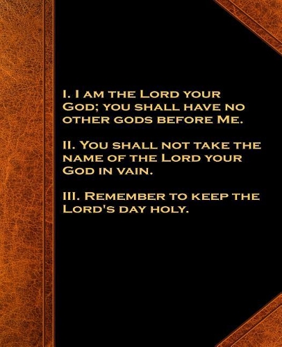 Religious School Comp Book Modern Wording First 3 Commandments Vintage Style