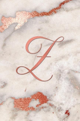 Z: Letter Z Journal, Rose Gold on Rose Gold Marble, Personalized Notebook Monogram Initial, 6 X 9