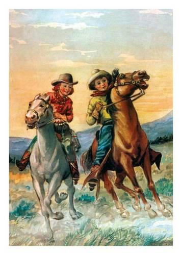 Cowboy and Cowgirl Riding the Range Birthday Card: (Birthday)
