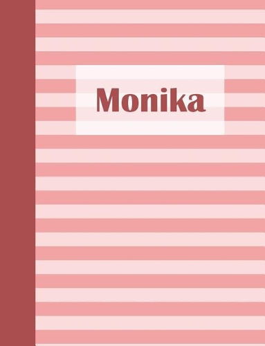 Monika: Personalized Composition Book School Notebook, College Ruled (Lined) Journal, Pastel Pink Stripe Pattern with First Name