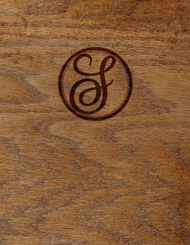 Wood Burned Monogram Creative Journal - S: (8.5 X 11 Lined) Blank Notebook College Ruled