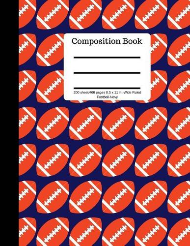 Composition Book 200 Sheet/400 Pages 8.5 X 11 In.-Wide Ruled-Football-Navy