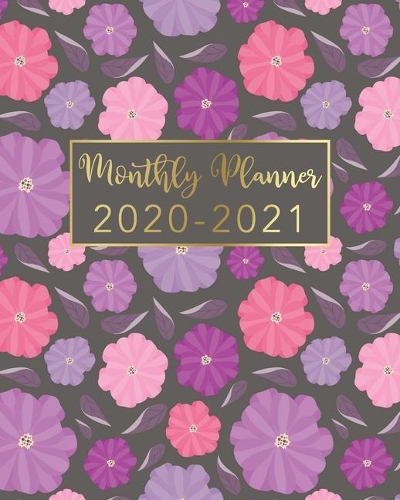 2020-2021 Monthly Planner: Pink Gold Floral Design - Two Year Monthly Planner from January 2020 to December 2021 Calendar - 24 Months with US Holidays - 2 Year Schedule and Or