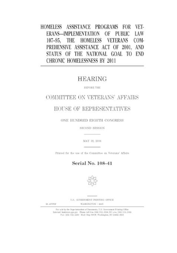 Homeless assistance programs for veterans