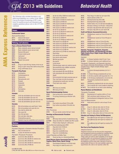CPT Express Reference Coding Cards: Behavioral Health