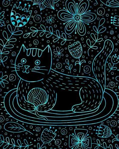 Journal Notebook Cute Cat in Flowers Pattern 7