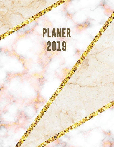 Planer 2019: Trendy Wochenplaner - Blau Rosa Und Goldener Marmor Mit Mosaik-Linien Design - Monatsplaner Mit Raum Für Notizen(3 Jahresplaner)