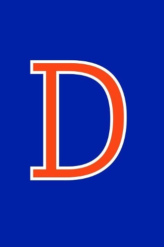 D: Monogram Initial Journal Writing Composition Notebook or Diary. Blue with Orange Alphabet Letter - 6" x 9" 110 College Ruled Blank Lined Pages With 