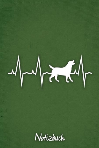 Notizbuch: Grünes Punktraster Labrador Retriever Herzschlag Hunde Notizheft ca DIN A5 weiß punktiert 110 Seiten