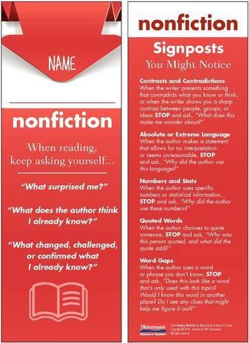 Reading Nonfiction Student Bookmarks: 30-Pack(Notice & Note)