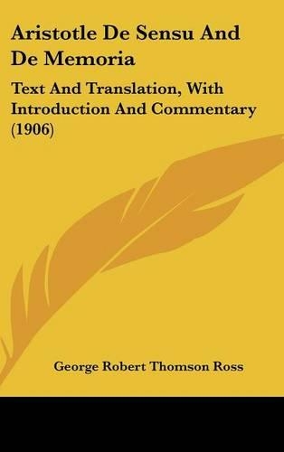 Aristotle De Sensu And De Memoria