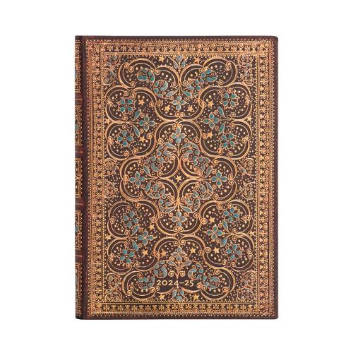 Paperblanks 2024-2025 Weekly Planner Restoration the Queen Binding 18-Month MIDI Horizontal Elastic Band 208 Pg 80 GSM