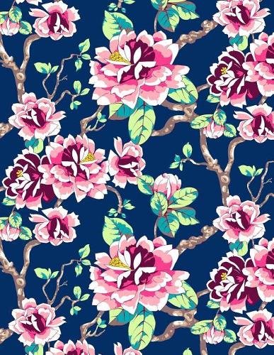 My Big Fat Bullet Journal Red Tokyo Rose Pattern on Navy: Jumbo Sized Graph Design Bullet Notebook Journal - 300 Plus Numbered Pages with 300 Graph Style Grid Pages, 6 Index Pages and 2 Key Pages in Large 8