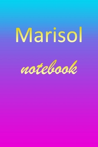 Marisol: Blank Notebook - Wide Ruled Lined Paper Notepad - Writing Pad Practice Journal - Custom Personalized First Name Initial M Blue Purple Gold - Taking 