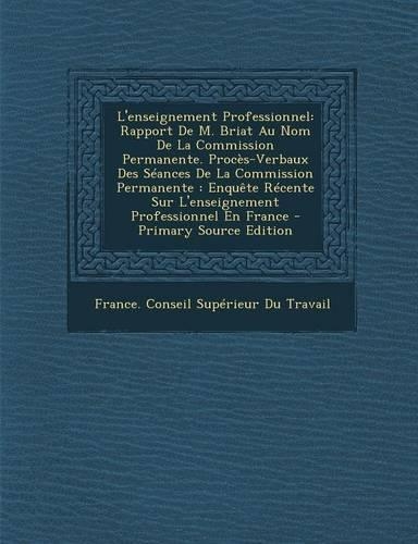 L'Enseignement Professionnel: Rapport de M. Briat Au Nom de La Commission Permanente. Proces-Verbaux Des Seances de La Commission Permanente: Enquete Recente Sur L'Enseignement P(French)