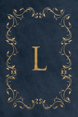 L: Faux leather effect / look gold monogram. Personalized letter ruled journal notebook. Elegant traditional design suitable for all: men, women, girls