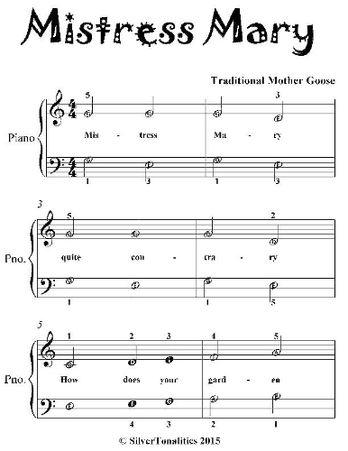 Mistress Mary - Easiest Piano Sheet Music
