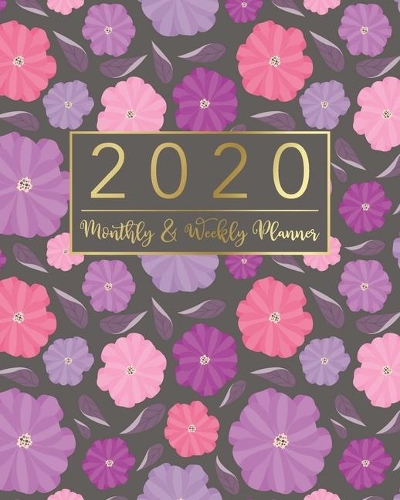 2020 Monthly & Weekly Planner: Pink Brown Gold Design - 12 Months Calendar with US Holidays - Weekly and Monthly View Planner from January 2020 to December 2020 - Schedule and Org