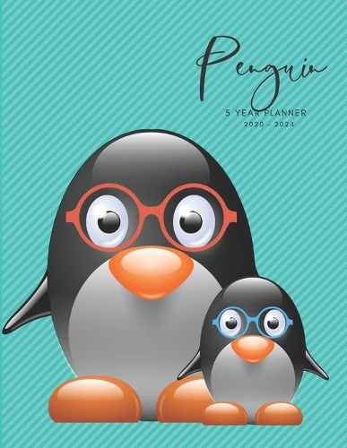 2020-2024 Five Year Planner Monthly Calendar Penguin Goals Agenda Schedule Organizer