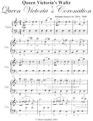 Queen Victoria's Waltz Queen Victoria's Coronation Easy Piano Sheet Music