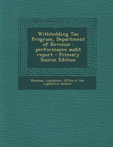 Withholding Tax Program, Department of Revenue