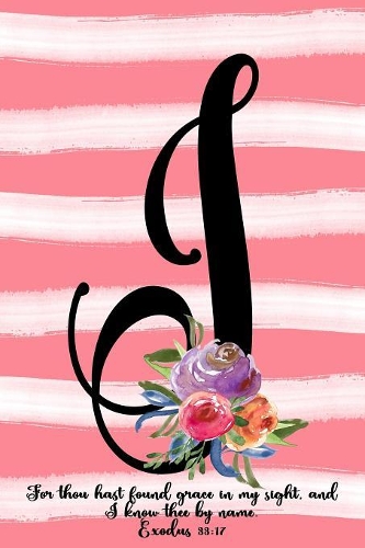Monogram I Notebook: Exodus 33:17 6x9 Blank Lined 120 Page Ladies Scripture Initial Writing Journal, Coral Pink Floral Watercolor Gift Book For Women, Cute Girl's Diary