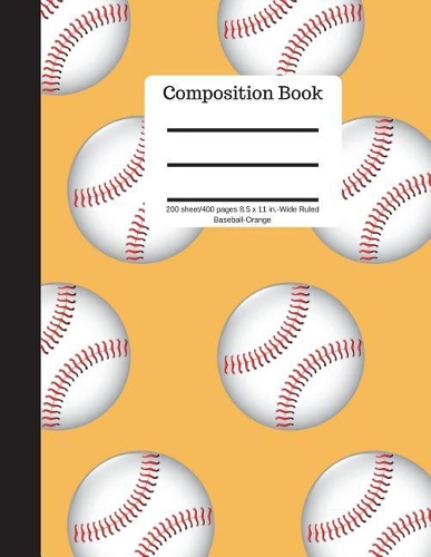 Composition Book 200 Sheet/400 Pages 8.5 X 11 In.-Wide Ruled Baseball-Orange