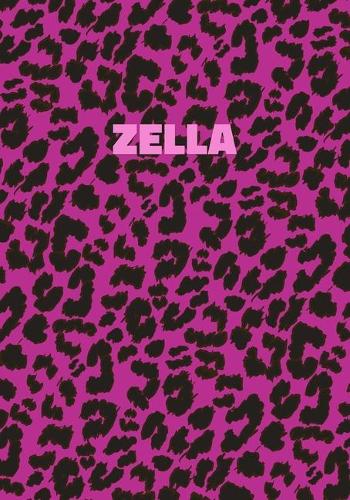 Zella: Personalized Pink Leopard Print Notebook (Animal Skin Pattern). College Ruled (Lined) Journal for Notes, Diary, Journaling. Wild Cat Theme Design wi